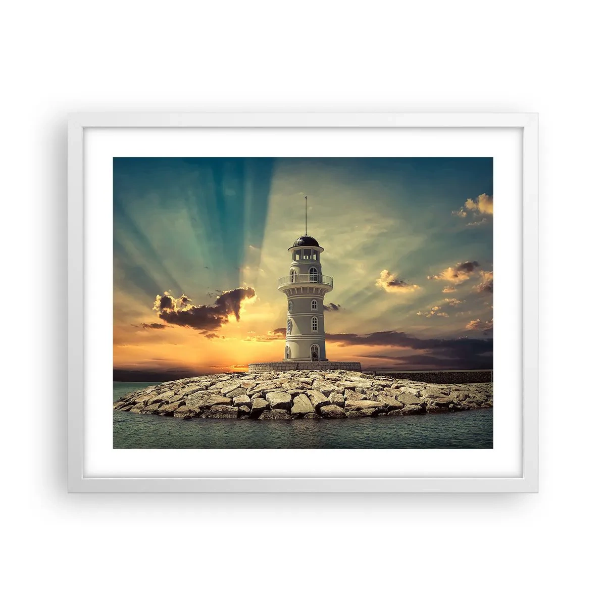 Póster en marco blanco - Luz - Bondad - Belleza - 50x40 cm