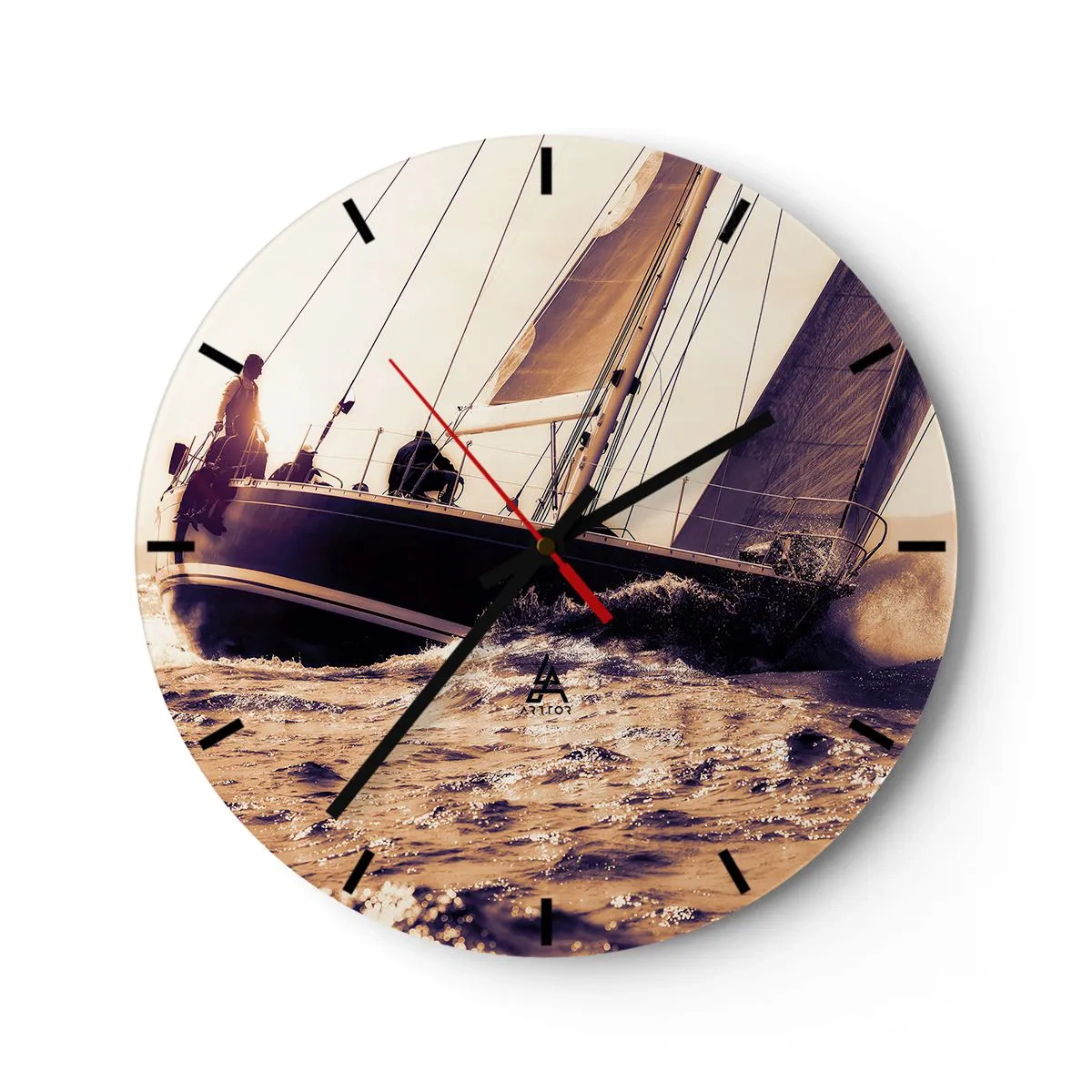 Reloj de pared - Reloj de vidrio - Navega, marinero - 40x40 cm