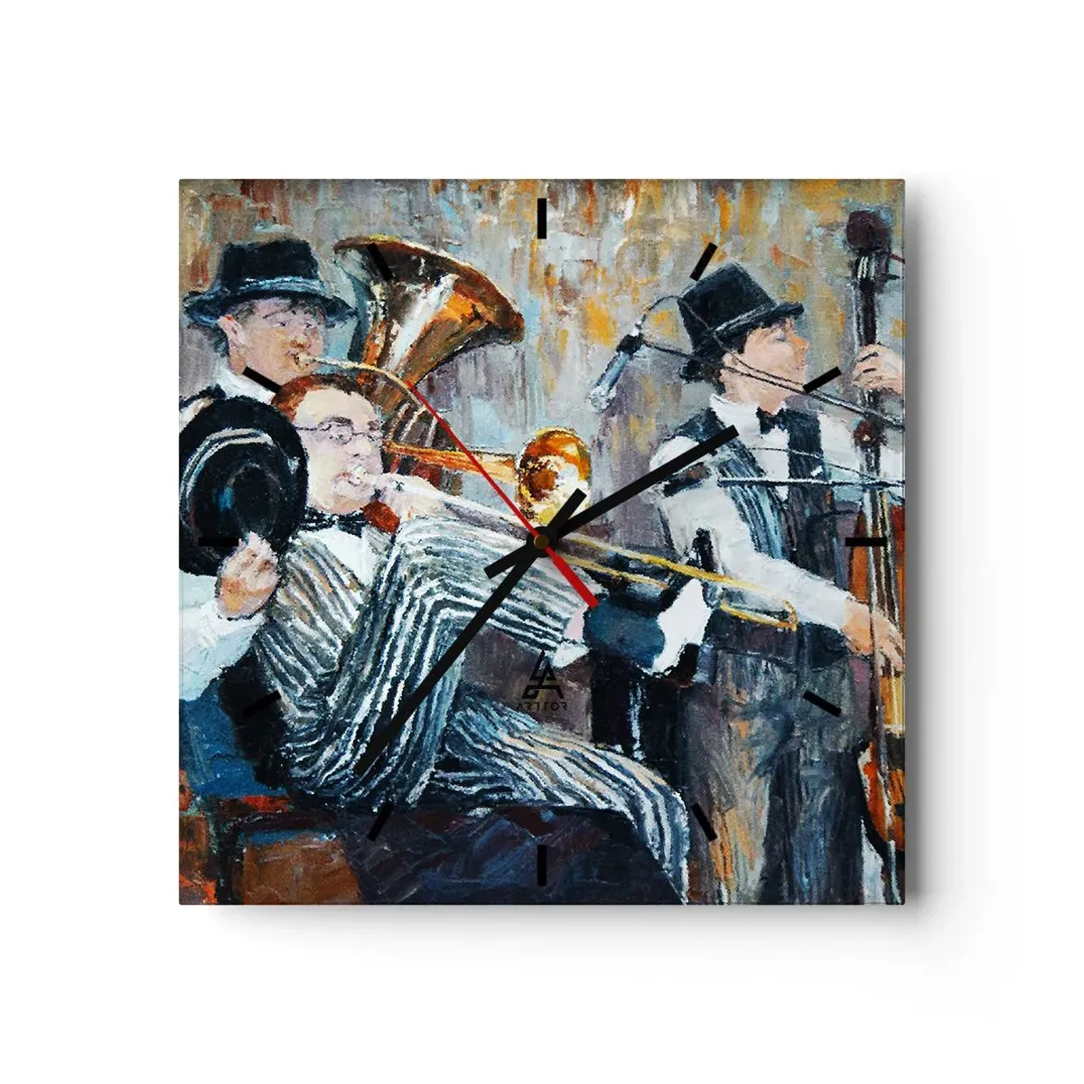 Reloj de pared - Reloj de vidrio - Todo ese jazz - 40x40 cm