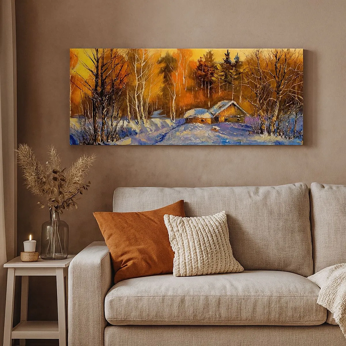 Cuadro sobre lienzo - Impresión de Imagen - Una impresión invernal al sol - 100x40 cm
