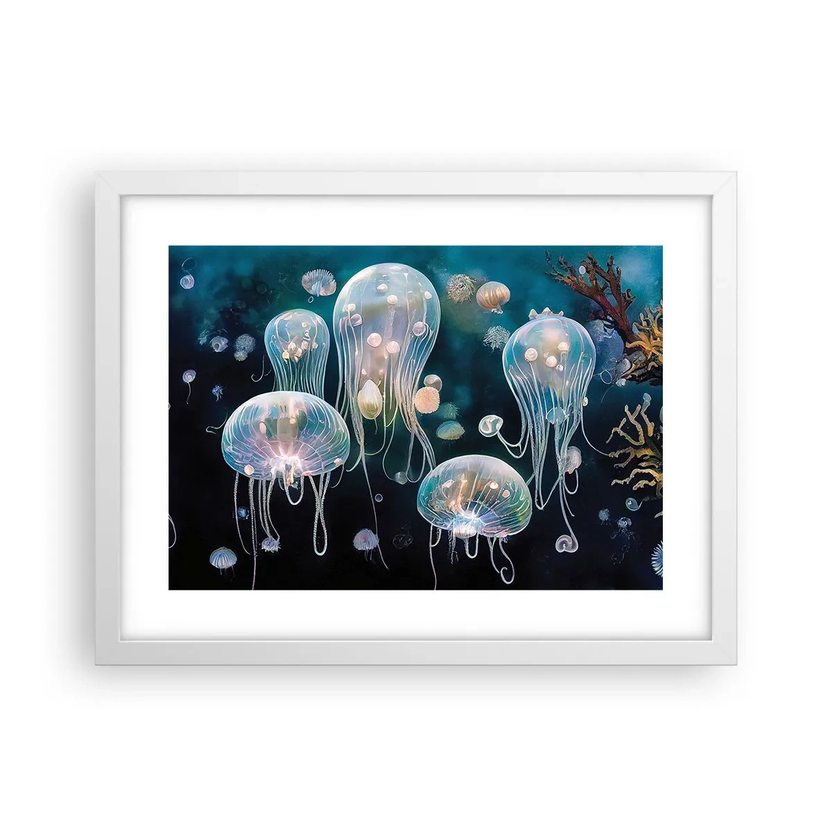 Póster en marco blanco - Globos submarinos - 40x30 cm