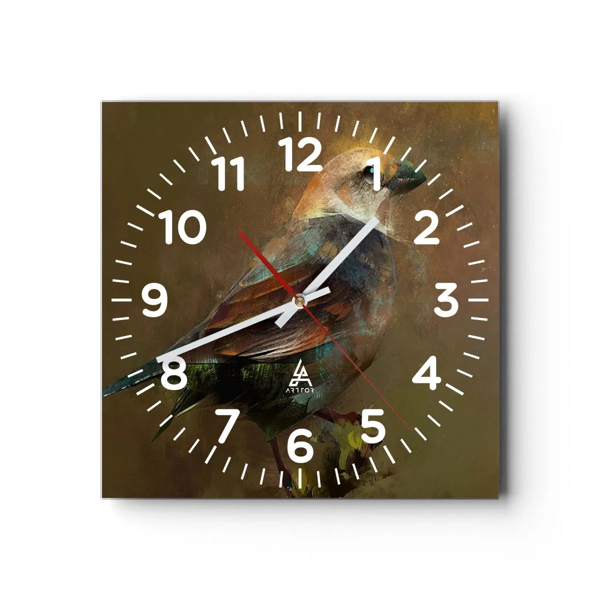 Reloj de pared - Reloj de vidrio - Pequeño gorrión - 30x30 cm
