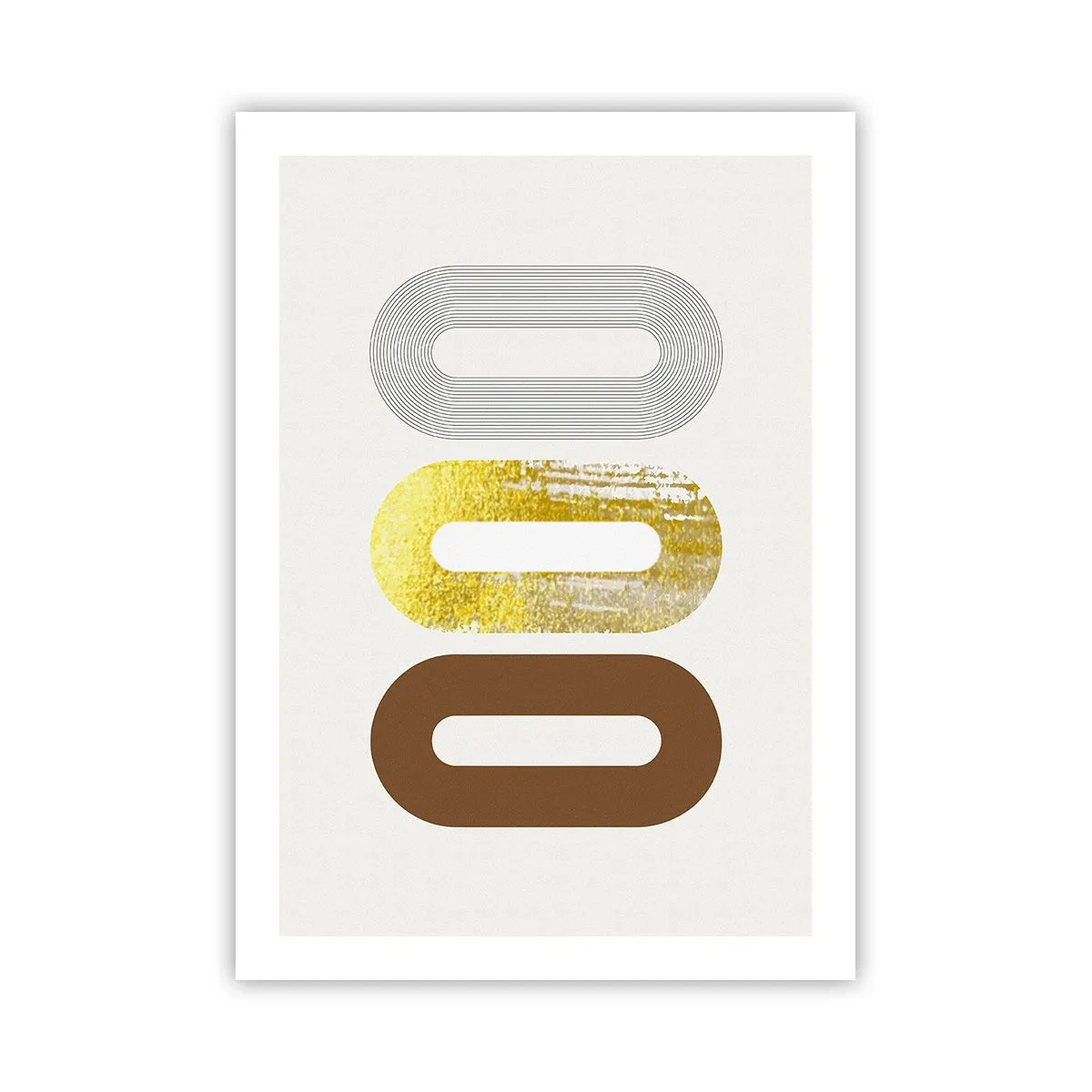Póster - Formas geométricas en tonos dorados, marrones y grises. - 50x70cm - ¡Ooo! - Decoración de pared moderna para salón y dormitorio ARTTOR