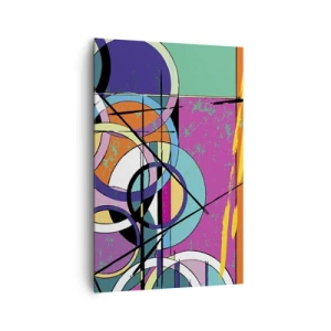 Cuadro sobre lienzo - Impresión de Imagen - Abstracción colorida con círculos geométricos. - 80x120cm - Círculo sobre círculo - Decoración de pared moderna para salón y dormitorio ARTTOR