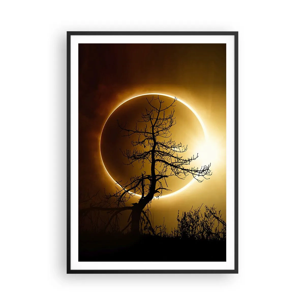 Póster en marco negro - Eclipse total - 70x100 cm