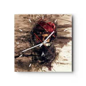 Reloj de pared - Reloj de vidrio - Retrato artístico de una mujer con atuendo oriental sobre un fondo abstracto. - 30x30cm - Inquietante, como mínimo - Decoración de pared moderna para salón y dormitorio ARTTOR