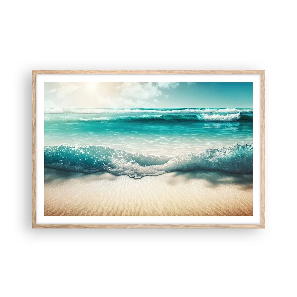 Póster en marco roble claro - Calma oceánica - 91x61 cm
