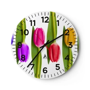 Reloj de pared - Reloj de vidrio - Composición del arco iris - 40x40 cm