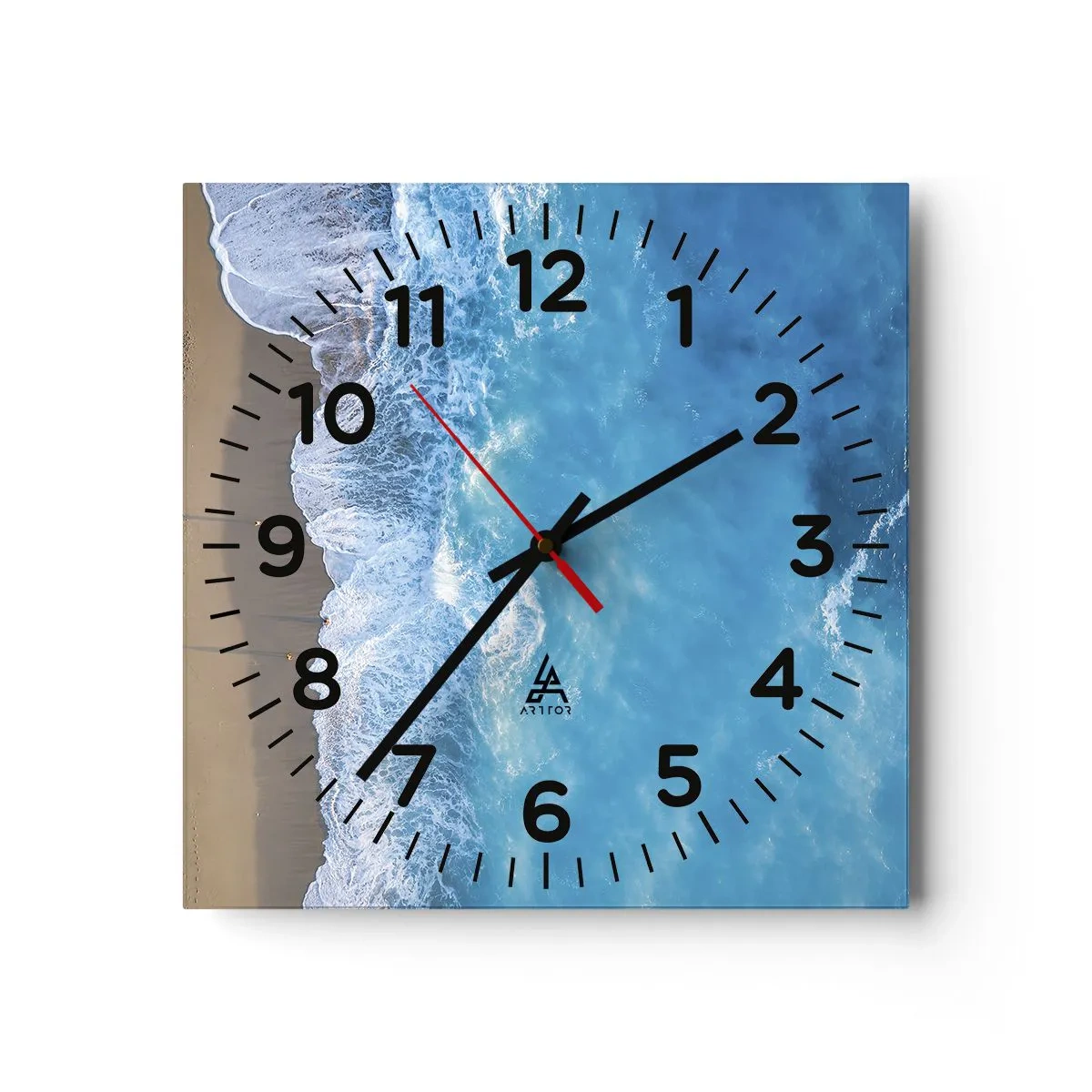 Reloj de pared - Reloj de vidrio - El poder del azul - 40x40 cm