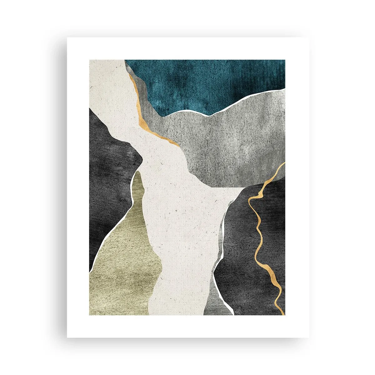 Póster - Composición en mosaico con una hebra de oro - 40x50 cm