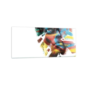 Cuadro sobre vidrio - Impresiones sobre Vidrio - Retrato abstracto en colores vivos - 120x50cm - Una personalidad colorida - Decoración de pared moderna para salón y dormitorio ARTTOR