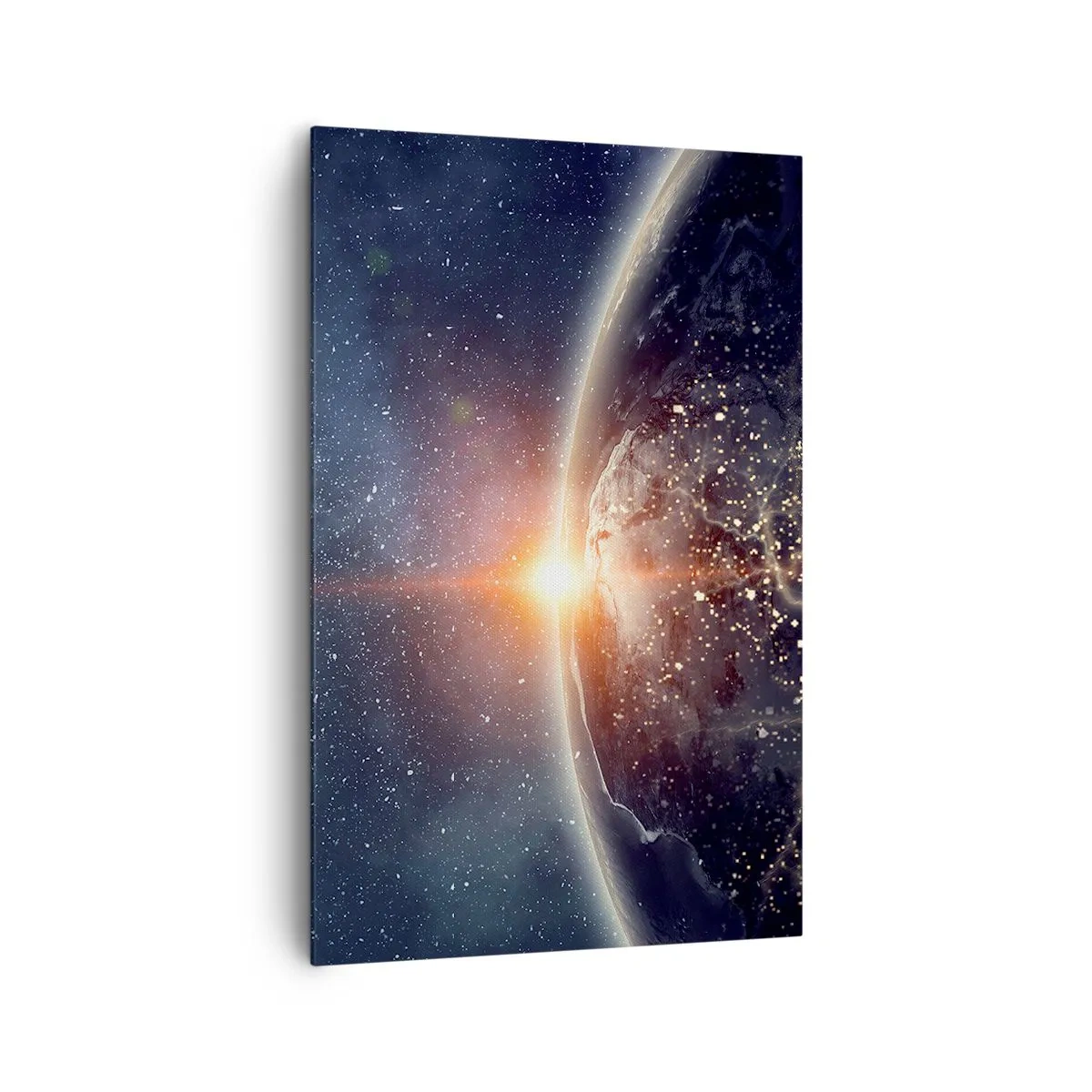Cuadro sobre lienzo - Impresión de Imagen - La Tierra vista desde el espacio con el sol naciente - 80x120cm - En una nueva perspectiva - Decoración de pared moderna para salón y dormitorio ARTTOR