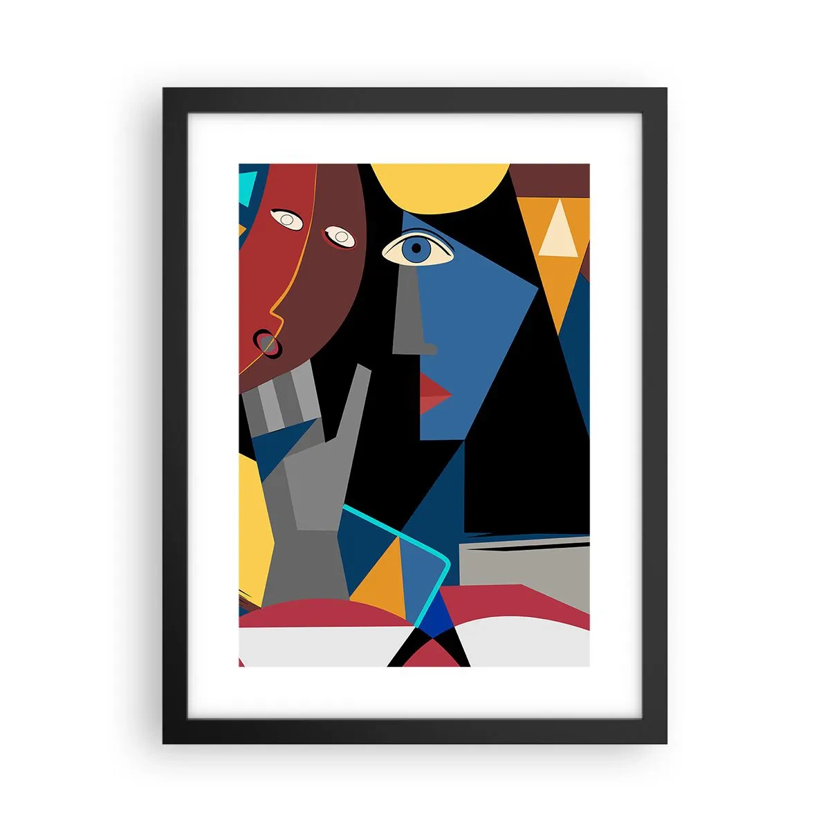 Póster en marco negro - Conversación cubista - 30x40 cm