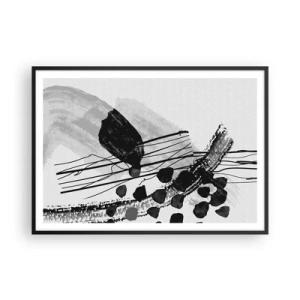 Póster en marco negro - Composición abstracta en blanco y negro con formas orgánicas. - 100x70cm - Abstracción orgánica en blanco y negro - Decoración de pared moderna para salón y dormitorio ARTTOR
