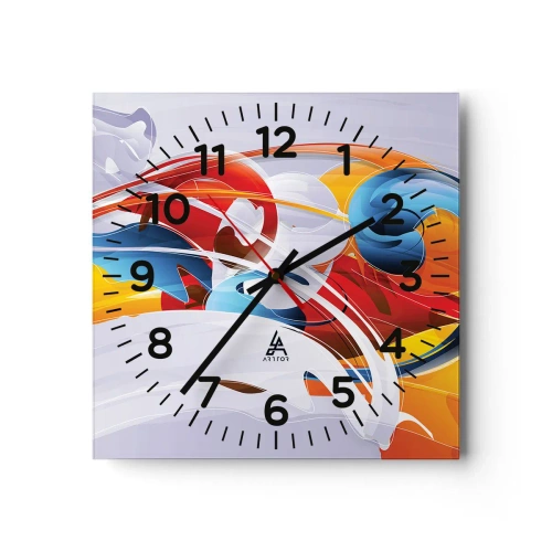 Reloj de pared - Reloj de vidrio - Danza de los elementos - 30x30 cm