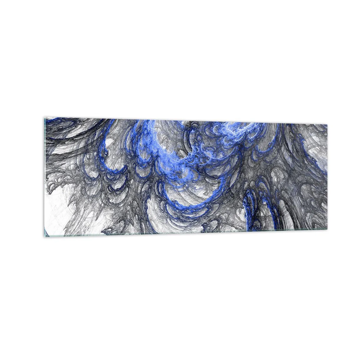 Cuadro sobre vidrio - Impresiones sobre Vidrio - Ondas abstractas en tonos azules y grises - 140x50cm - El nacimiento de una ola - Decoración de pared moderna para salón y dormitorio ARTTOR