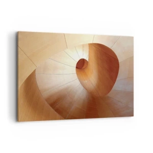 Cuadro sobre lienzo - Impresión de Imagen - Espiral abstracta en tonos madera y marrón claro. - 100x70cm - Serpentina arquitectónica - Decoración de pared moderna para salón y dormitorio ARTTOR