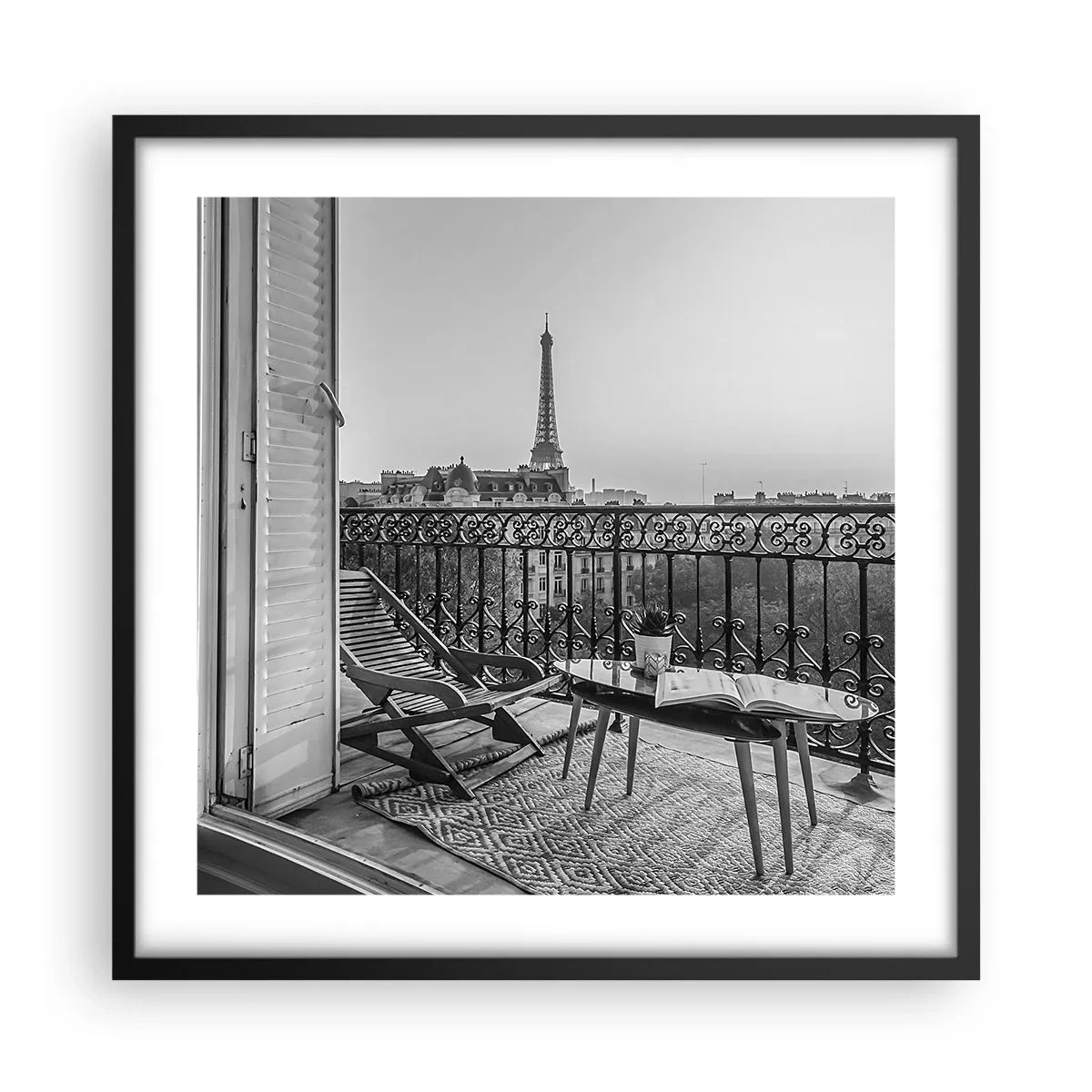 Póster en marco negro - Una tarde parisina - 50x50 cm