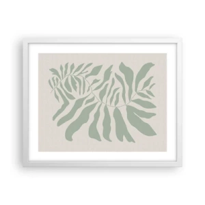 Póster en marco blanco - Rama esmeralda - 50x40 cm