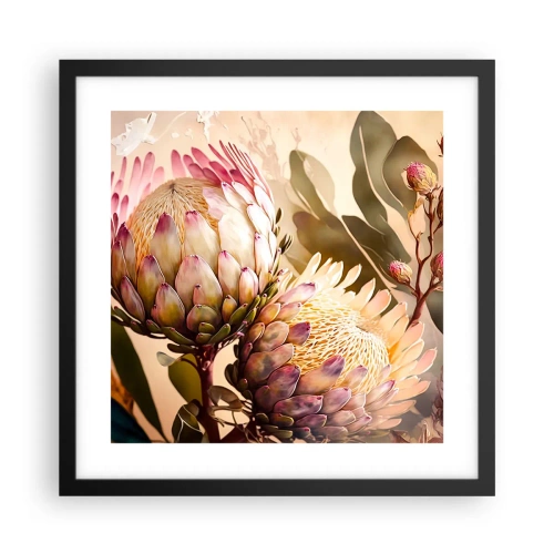 Póster en marco negro - Abrazados con ternura - 40x40 cm