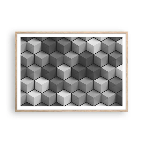 Póster en marco roble claro - Rompecabezas cubista - 100x70 cm