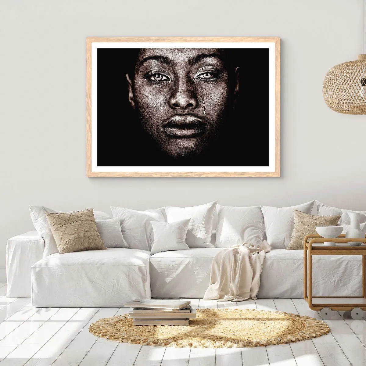 Póster en marco roble claro - Una lágrima - 100x70 cm