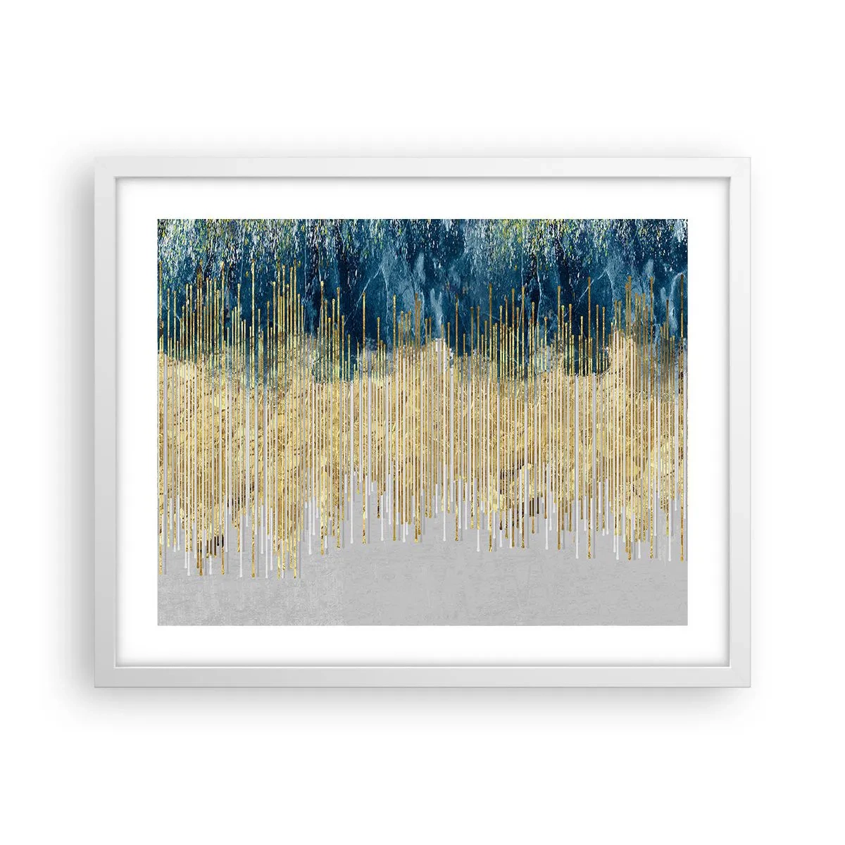 Póster en marco blanco - Frontera de líneas doradas - 50x40 cm