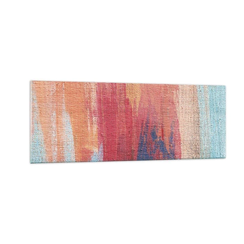Cuadro sobre vidrio - Impresiones sobre Vidrio - Pinceladas abstractas coloridas - 140x50cm - Trazos de arco iris - Decoración de pared moderna para salón y dormitorio ARTTOR