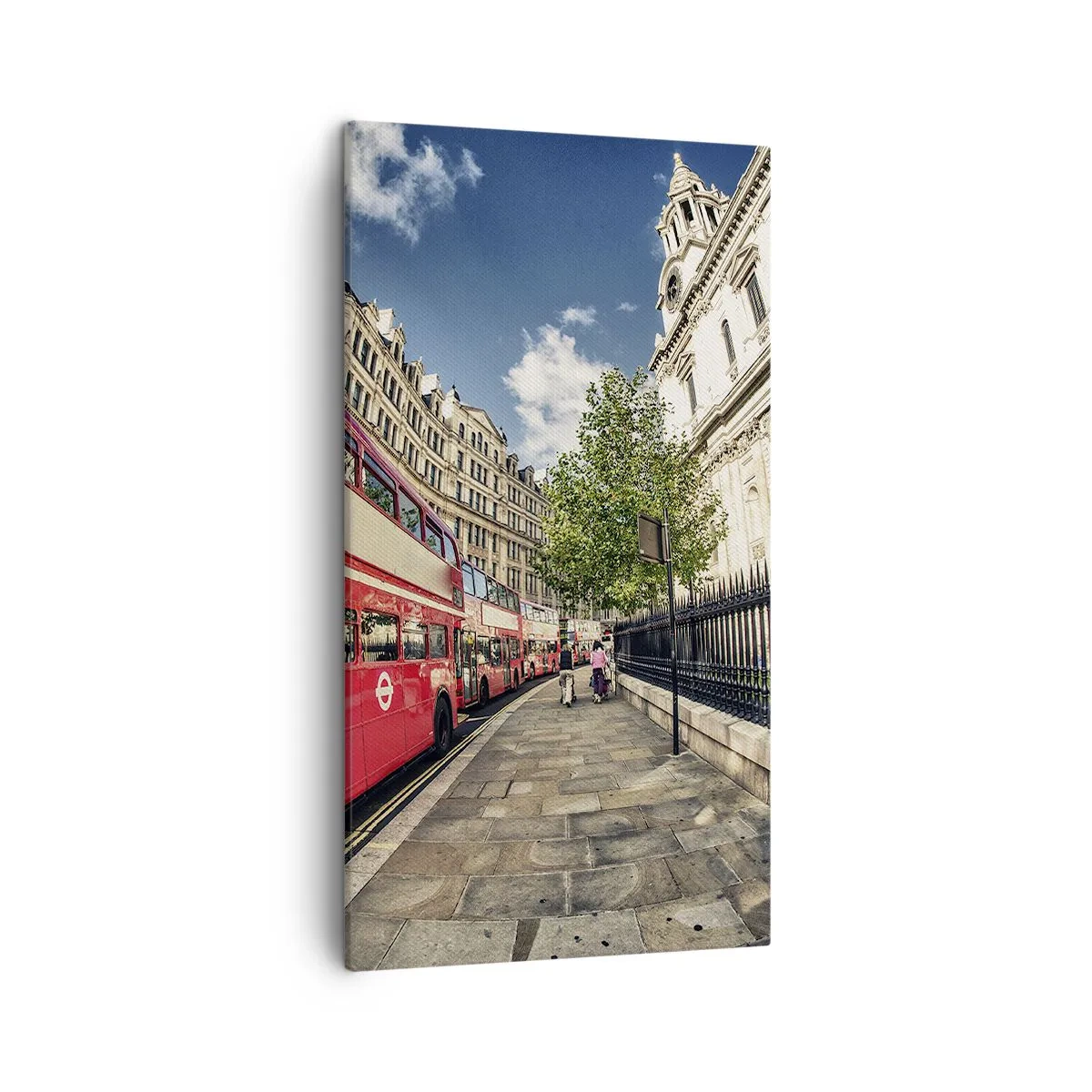 Cuadro sobre lienzo - Impresión de Imagen - Una calle de Londres en gris y rojo - 45x80 cm