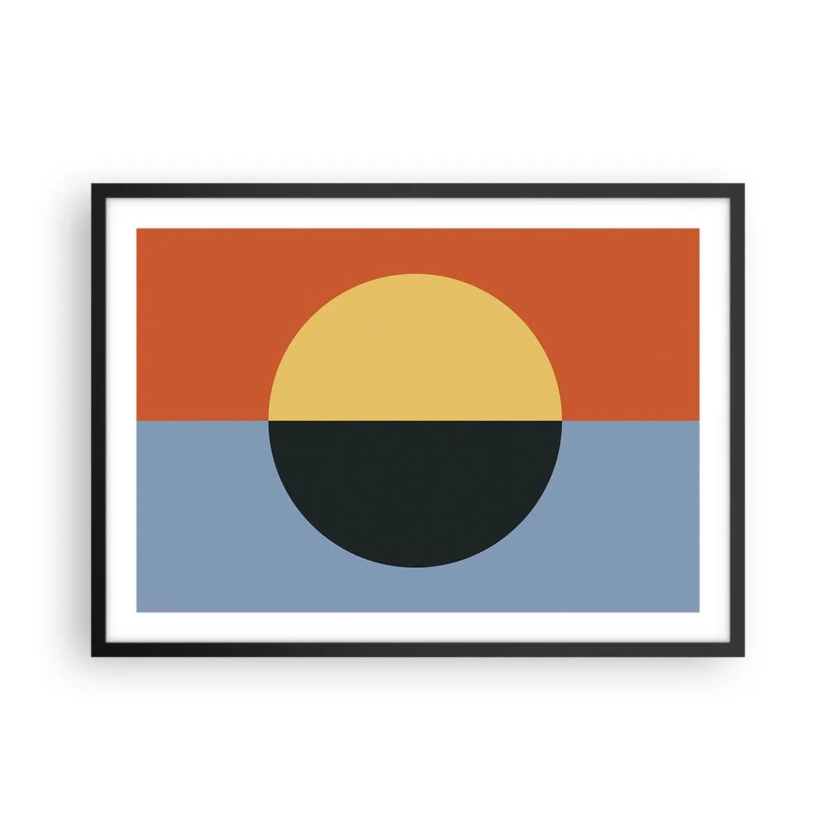 Póster en marco negro - Abstracción geométrica con colores contrastantes. - 70x50cm - Una composición de calidez y frescura - Decoración de pared moderna para salón y dormitorio ARTTOR