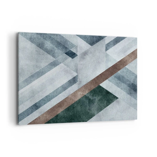 Cuadro sobre lienzo - Impresión de Imagen - Formas geométricas en tonos fríos de azul y marrón. - 120x80cm - Sofisticada elegancia de la geometría - Decoración de pared moderna para salón y dormitorio ARTTOR