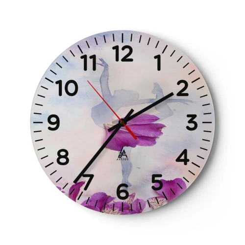 Reloj de pared - Reloj de vidrio - Suave como una flor - 30x30 cm