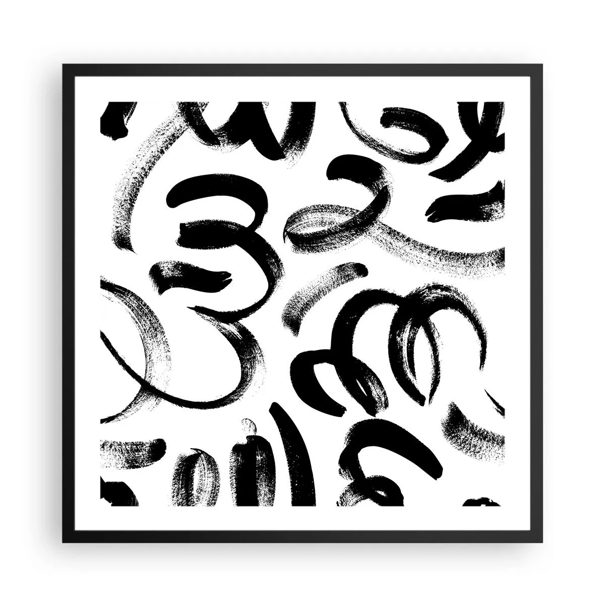 Póster en marco negro - Negro sobre blanco - 60x60 cm