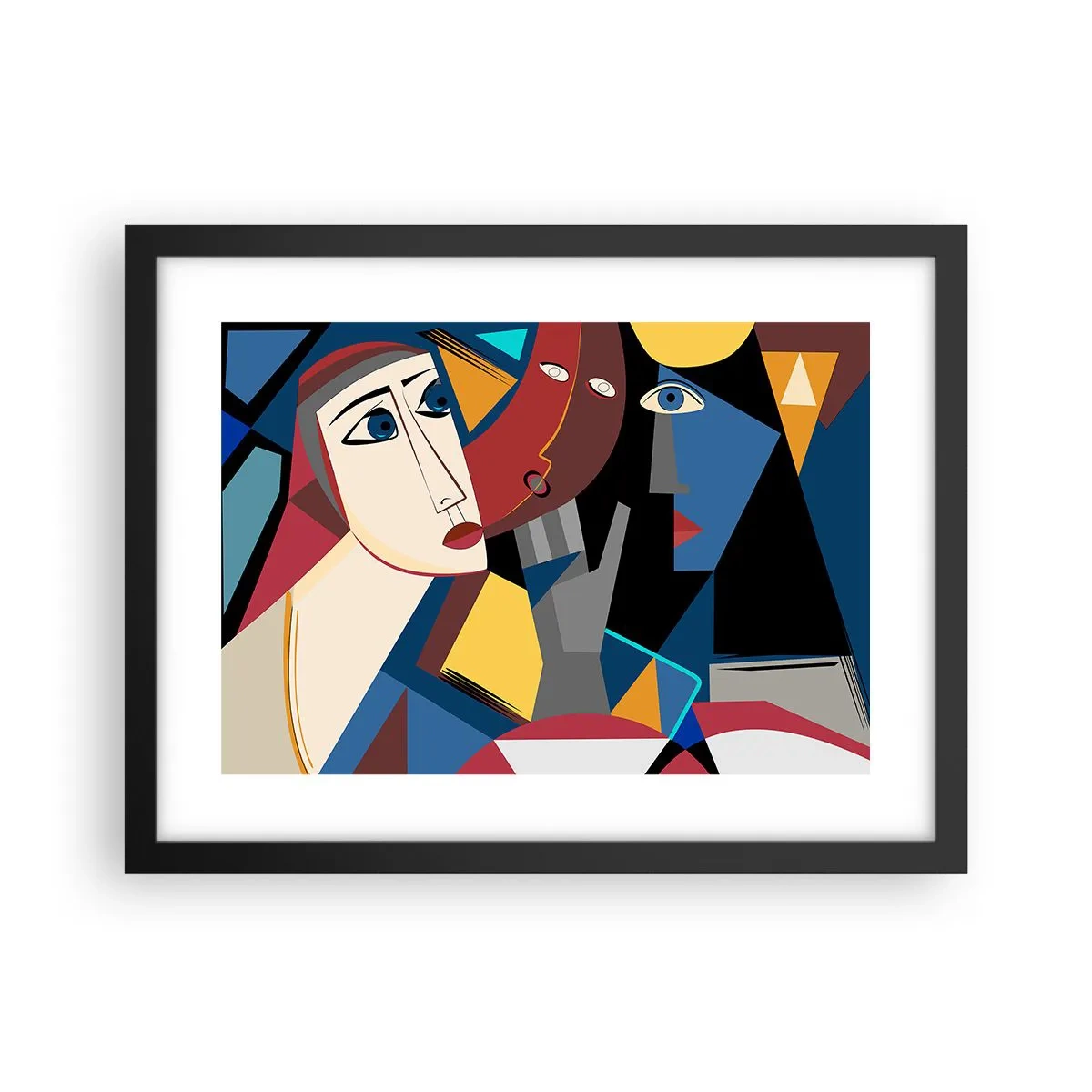 Póster en marco negro - Conversación cubista - 40x30 cm