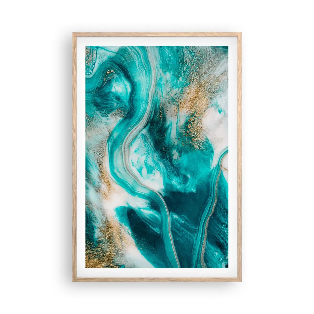 Póster en marco roble claro - Río de oro - 61x91 cm