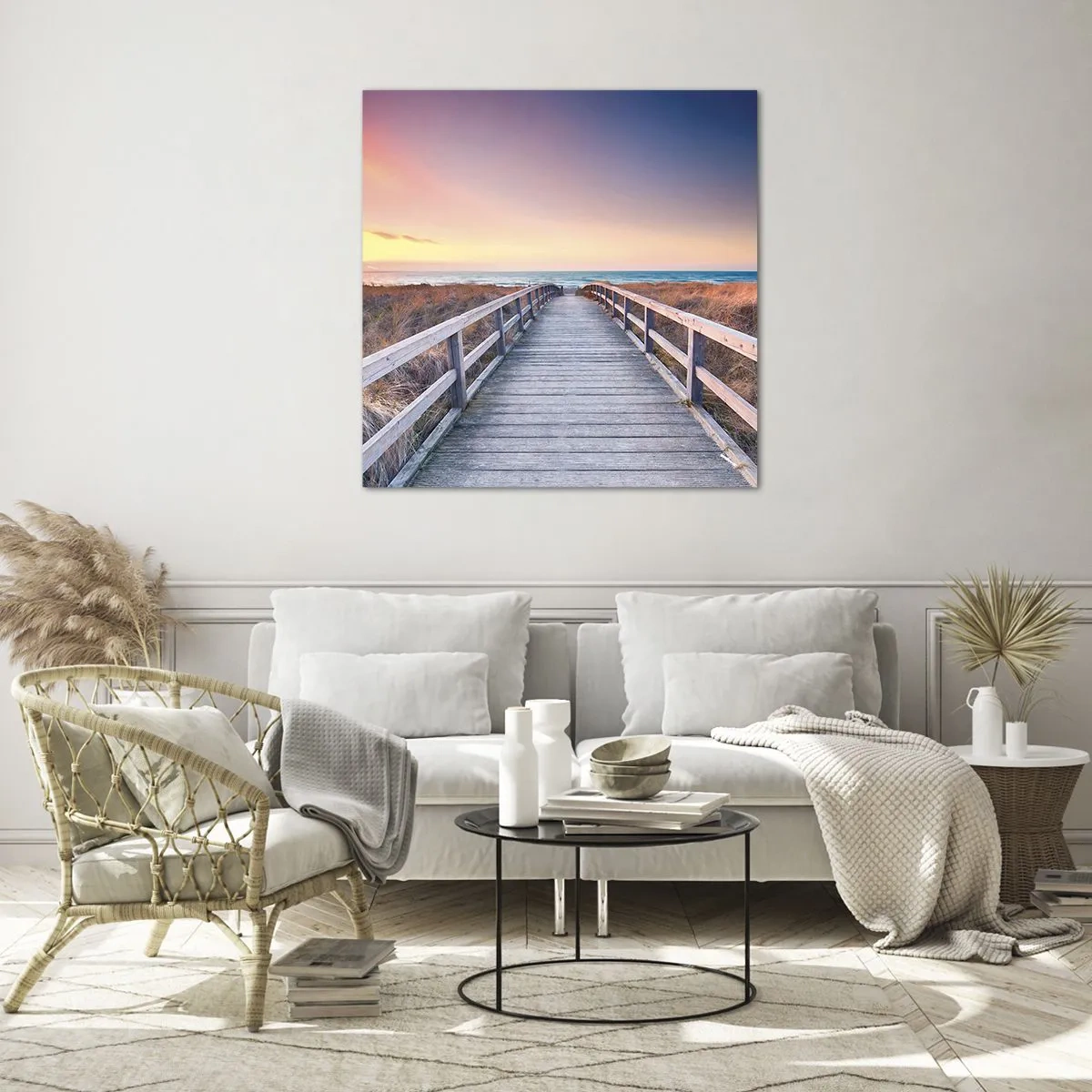 Cuadro sobre vidrio - Impresiones sobre Vidrio - Aurora vespertina del Báltico - 70x70 cm