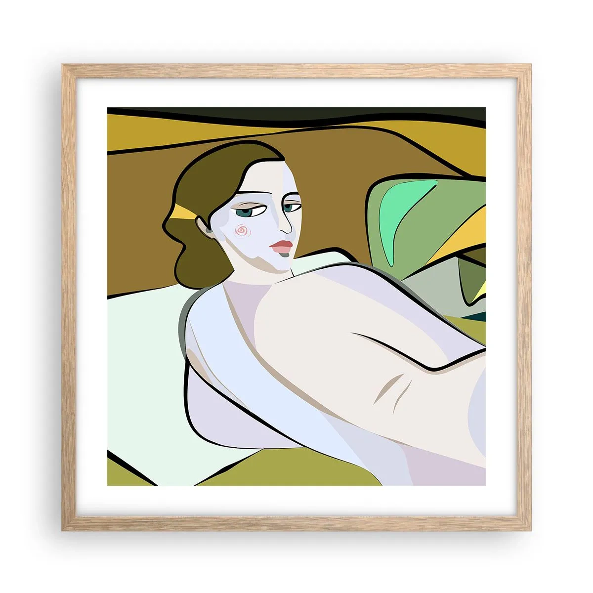 Póster en marco roble claro - Retrato íntimo - 50x50 cm