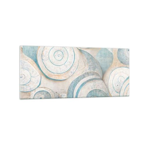 Cuadro sobre vidrio - Impresiones sobre Vidrio - Conchas abstractas en tonos pastel - 120x50cm - ¿Qué esconden en su interior? - Decoración de pared moderna para salón y dormitorio ARTTOR