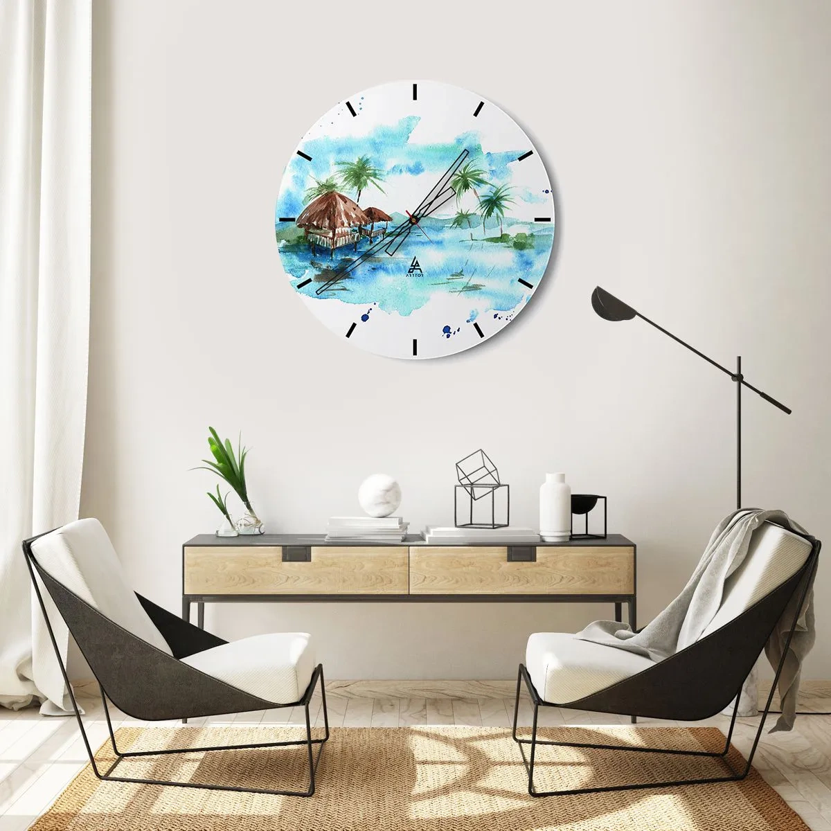 Reloj de pared - Reloj de vidrio - En algún lugar del Pacífico - 40x40 cm