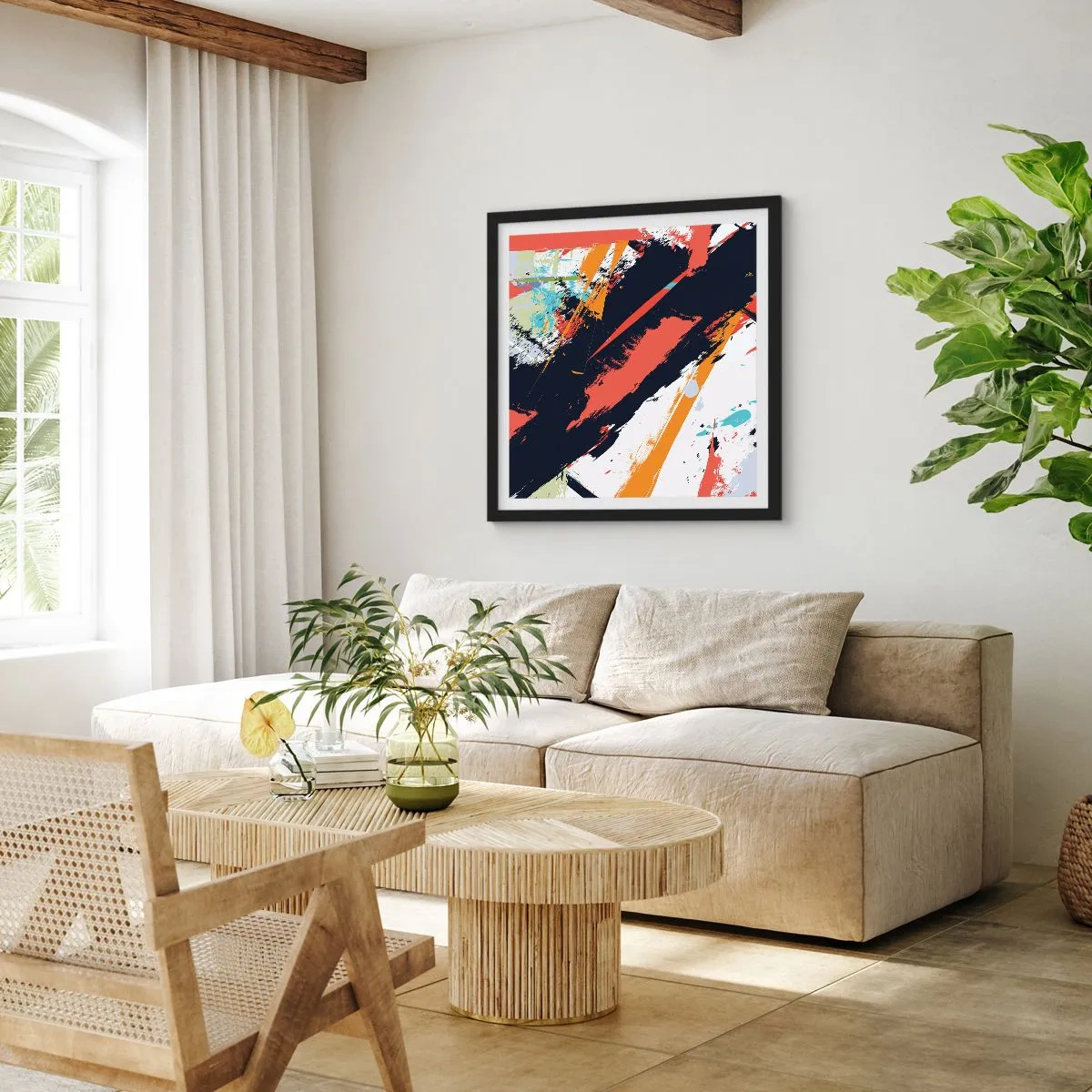 Póster en marco negro - Composición dinámica - 40x40 cm