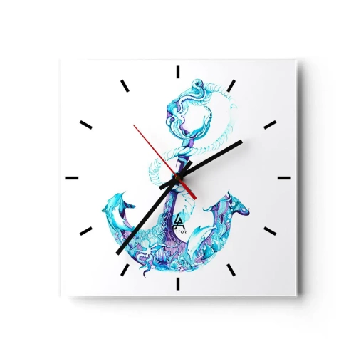 Reloj de pared - Reloj de vidrio - Los secretos del mar - 40x40 cm