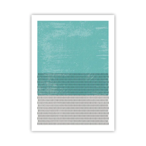 Póster - Patrón geométrico con elementos turquesas y blancos en un estilo minimalista. - 50x70cm - Composición equilibrada - Decoración de pared moderna para salón y dormitorio ARTTOR