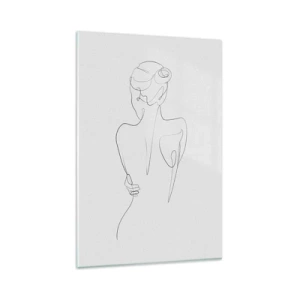 Cuadro sobre vidrio - Impresiones sobre Vidrio - Una línea de contorno que muestra una silueta femenina sobre un fondo claro. - 80x120cm - Música del cuerpo - Decoración de pared moderna para salón y dormitorio ARTTOR