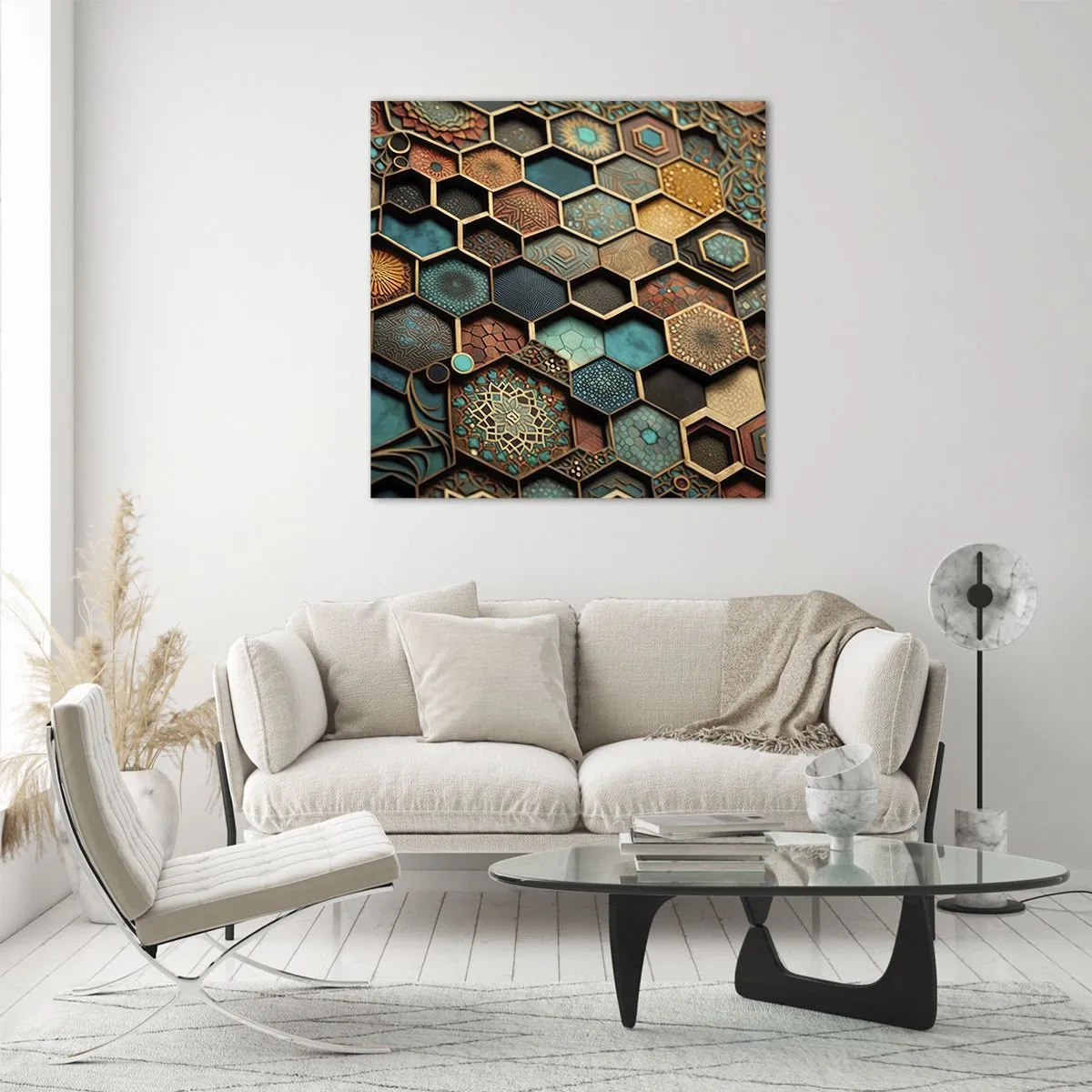 Cuadro sobre vidrio - Impresiones sobre Vidrio - Ornamentos árabes - 40x40 cm