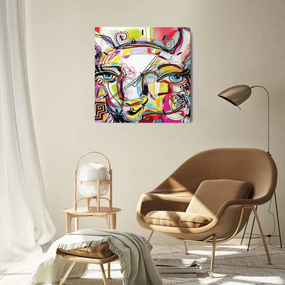 Reloj de pared - Reloj de vidrio - La riqueza de un gato - 40x40 cm