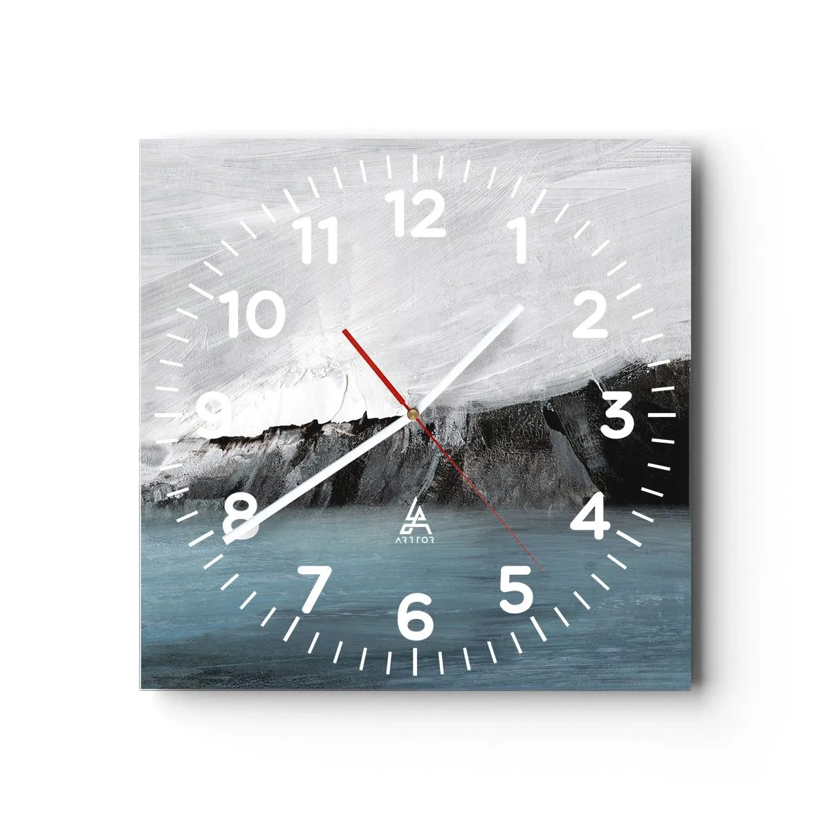 Reloj de pared - Reloj de vidrio - Agua - tierra: un choque de elementos - 30x30 cm