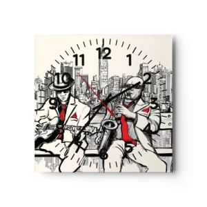 Reloj de pared - Reloj de vidrio - Improvisación en Nueva York - 40x40 cm