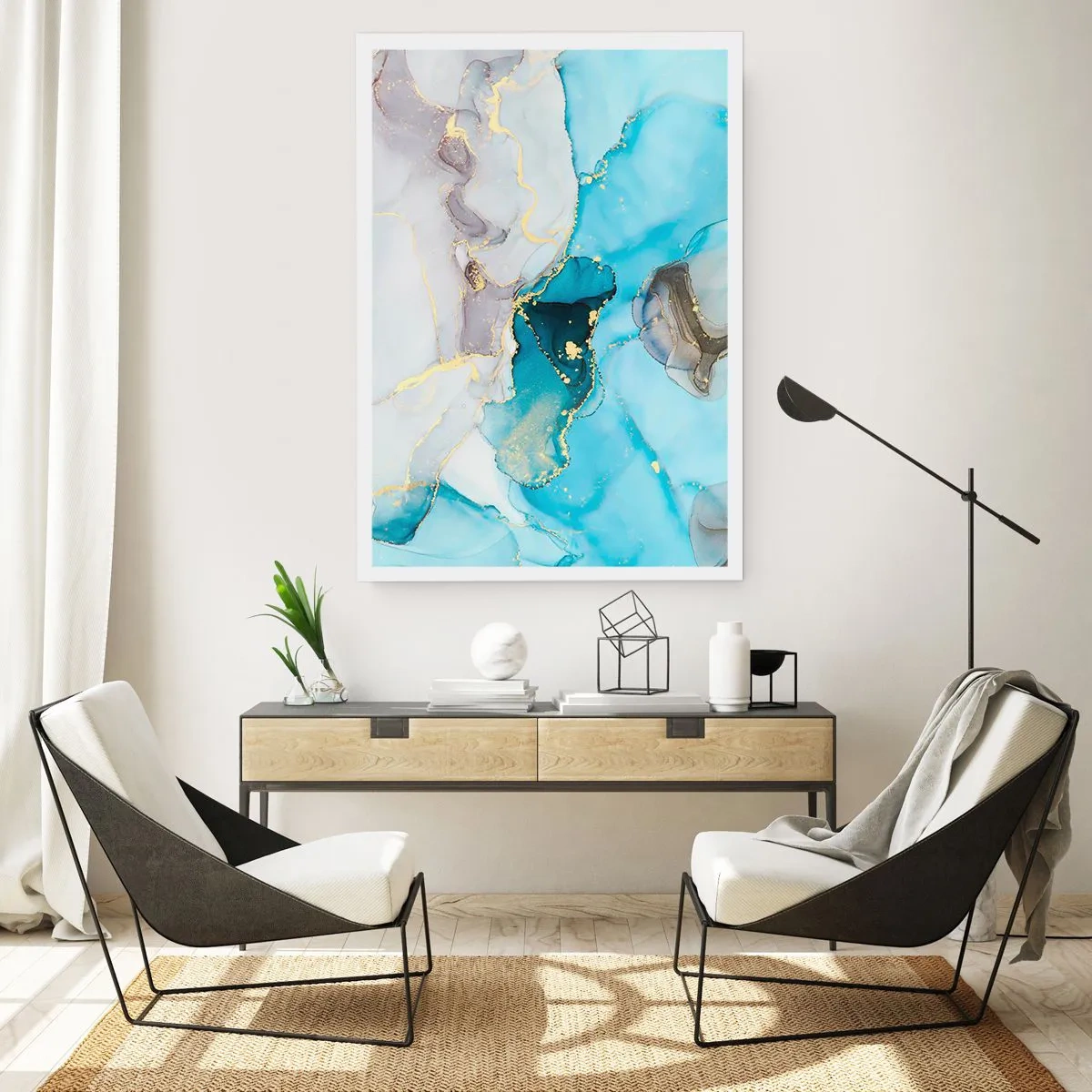 Póster - Un estudio del encuentro entre el gris y el turquesa - 70x100 cm