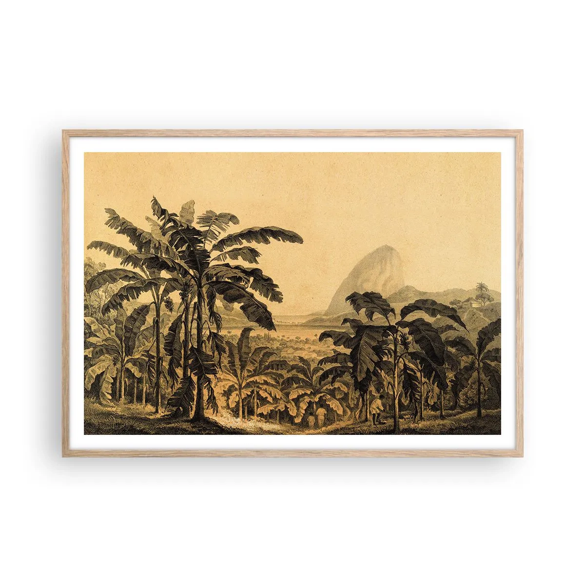 Póster en marco roble claro - En un ambiente colonial - 100x70 cm