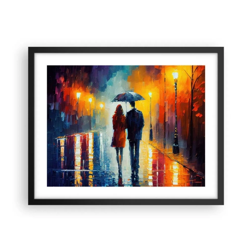 Póster en marco negro - Juntos en una noche llena de color - 50x40 cm